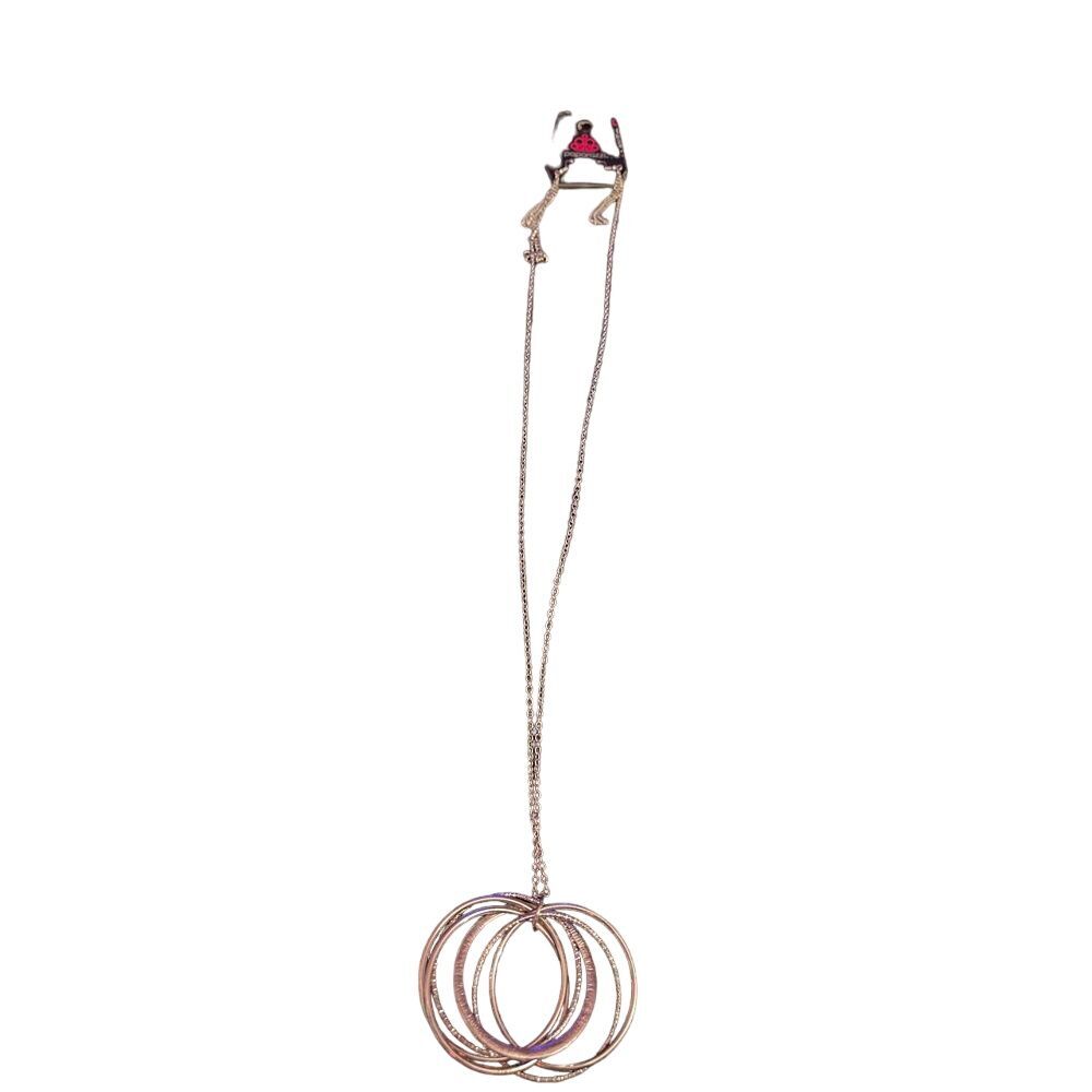 Paparazzi Multi-Ring Pendant Necklace Silver Purple Boho Jewelry‎ R-79